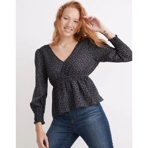 Madewell Tie Back Peplum Top Campden Daisies Ditsy Floral Babydoll XL